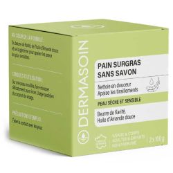Dermasoin Pain Surgras Sans Savon au beurre de karité peaux sèches & sensibles (2 x 100 g)