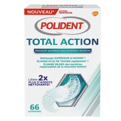 Polident Total Action nettoyant quotidien pour prothèses dentaires (66 comprimés)