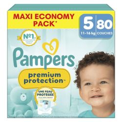 Pampers Premium Protection couches bébé T.5 (11-16 kg) Maxi Eco-Pack (x80)