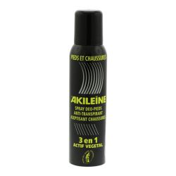Akileine Spray Noir Déo Pieds et Chaussures 3 en 1 Anti-transpirant 150ml