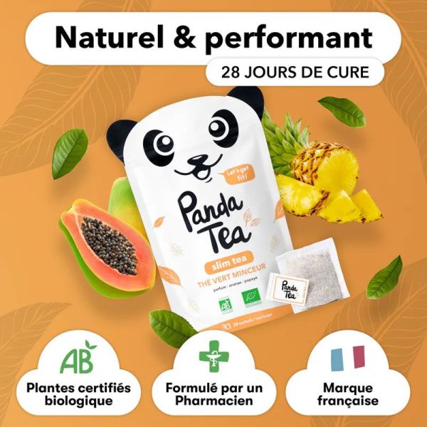 Panda Tea Slim Tea thé vert minceur ananas papaye bio (28 sachets)