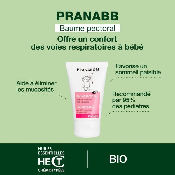 PranaBB Baume Pectoral bio soulagement des voies respiratoires & sommeil paisible (40 ml)