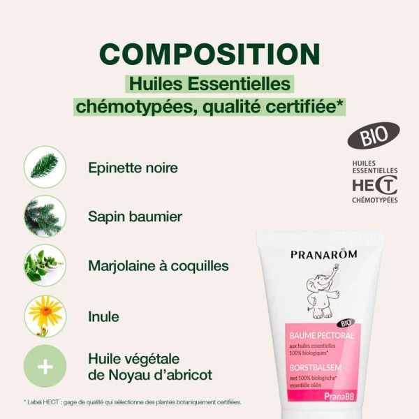 PranaBB Baume Pectoral bio soulagement des voies respiratoires & sommeil paisible (40 ml)