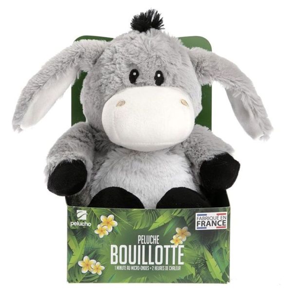 Pelucho Bouillotte sèche peluche Âne aux grains de blé et fleurs de lavande