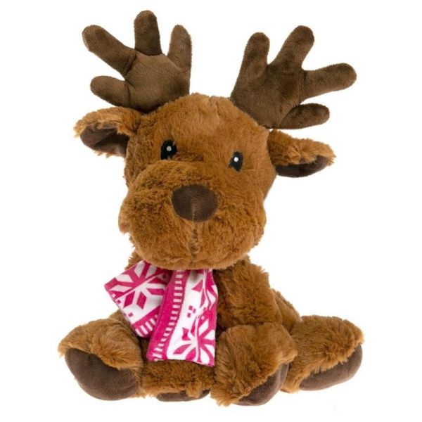 Pelucho Bouillotte sèche déhoussable peluche Élan marron aux grains de blé et fleurs de lavande