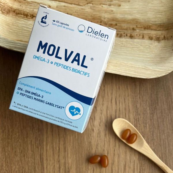 Molval Oméga-3 + Peptides Bioactifs santé cardiovasculaire (60 capsules)