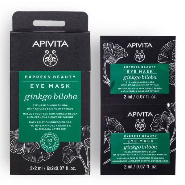 Express Beauty Masque Contour des Yeux Cernes & Signes de Fatigue au Ginkgo Biloba (2 x 2ml)