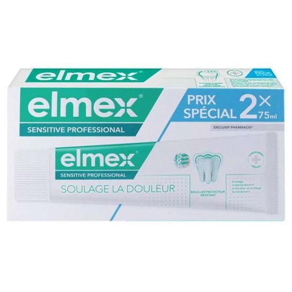 Elmex Dentrifice Sensitive Professional soulage la douleur (Prix spécial 2 x 75 ml)