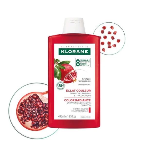 Klorane Shampoing Eclat cheveux colorés à la Grenade (400 ml)