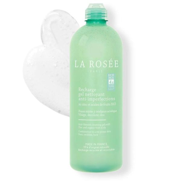 La Rosée Recharge Gel Nettoyant Anti-imperfections au zinc et acides de fruits bio  (400 ml)