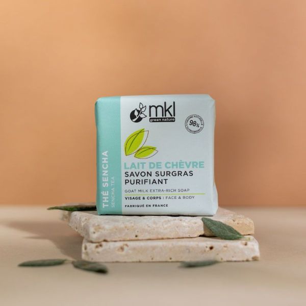 MKL Green Nature Savon Surgras Purifiant au Lait de Chèvre bio - Thé Sencha (100 g)