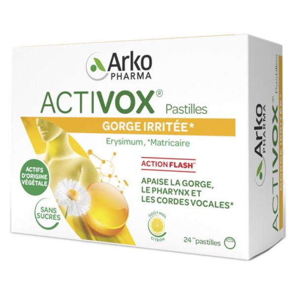 Arkopharma Activox Pastilles Gorge Irritée Miel/Citron sans sucres (x24)