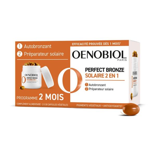 Oenobiol Perfect Bronze Solaire 2 en 1 autobronzant & préparateur solaire (2 x 30 capsules)
