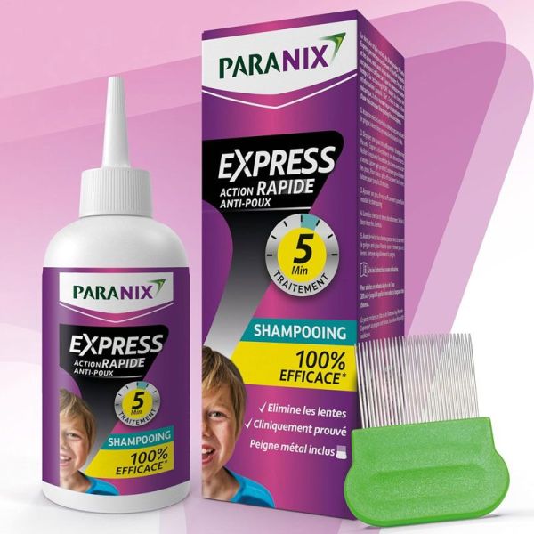 Paranix Express Shampooing anti-poux action rapide 5 minutes (200 ml + peigne)