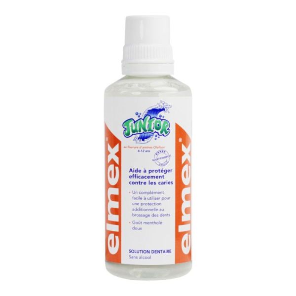 Elmex Junior Bain de bouche enfant 6-12 ans protection anti-caries (400 ml)
