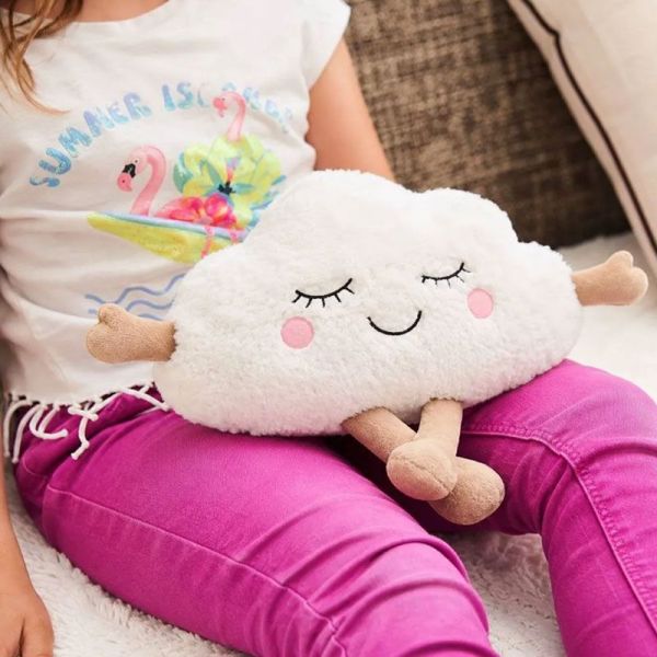 Pelucho Bouillotte sèche déhoussable peluche Nuage aux grains de blé et fleurs de lavande