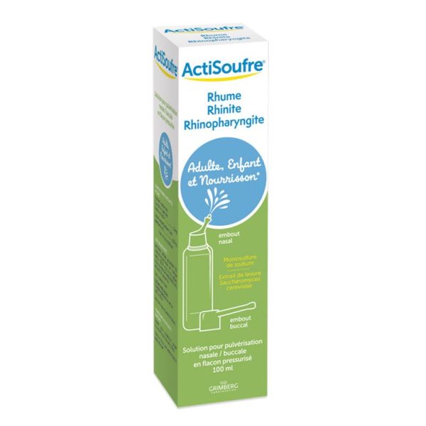 Actisoufre Spray Nasal/Buccal soulage rhume, rhinite & rhinopharyngite (100 ml)
