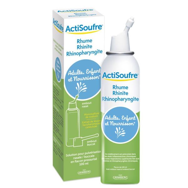 Actisoufre Spray Nasal/Buccal soulage rhume, rhinite & rhinopharyngite (100 ml)