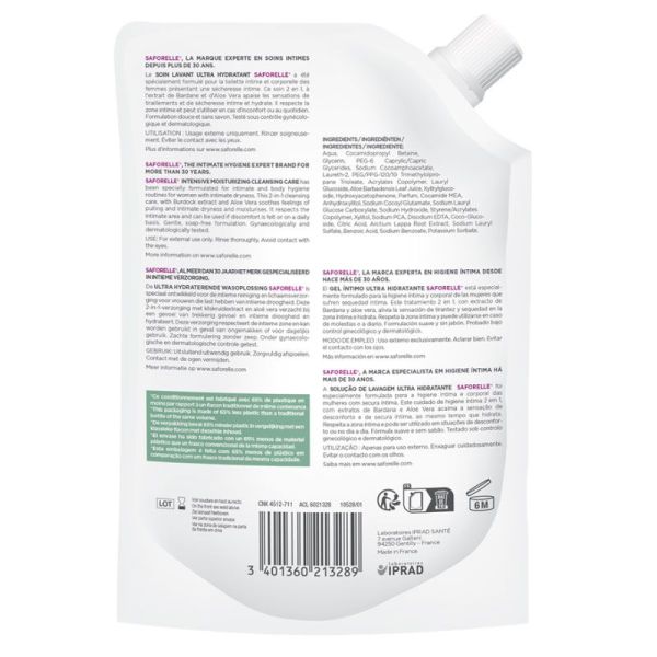 Saforelle Soin Lavant Ultra Hydratant 2-en-1 inconfort intime & quotidien (Recharge 400 ml)