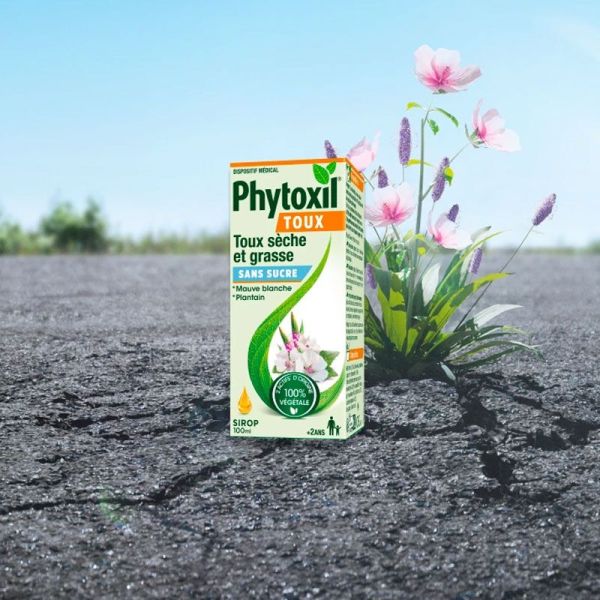 Phytoxil Toux sèche et grasse Sirop Sans Sucre aux extraits de plantes (100 ml)