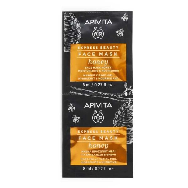 Apivita Express Beauty Masque Visage Hydratant & Nourrissant au Miel (2 x 8 ml)