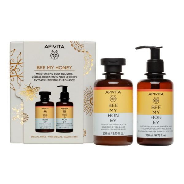 Apivita Coffret Noël Délices hydratants pour le corps Miel & Lait (gel-douche 250 ml + crème hydratante 200 ml)
