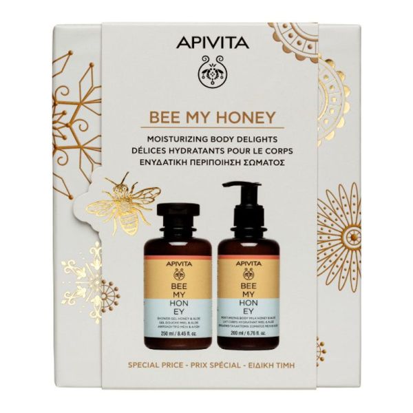 Apivita Coffret Noël Délices hydratants pour le corps Miel & Lait (gel-douche 250 ml + crème hydratante 200 ml)