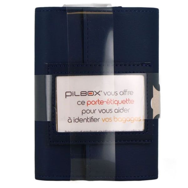 Pilbox Liberty Pilulier hebdomadaire Rouge ou Marine + étiquette bagages