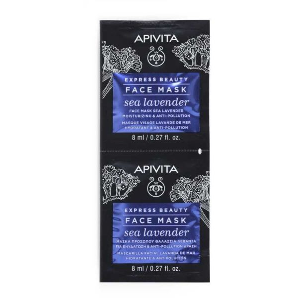 Apivita Express Beauty Masque Visage hydratant & anti-pollution lavande de mer (2 x 8 ml)