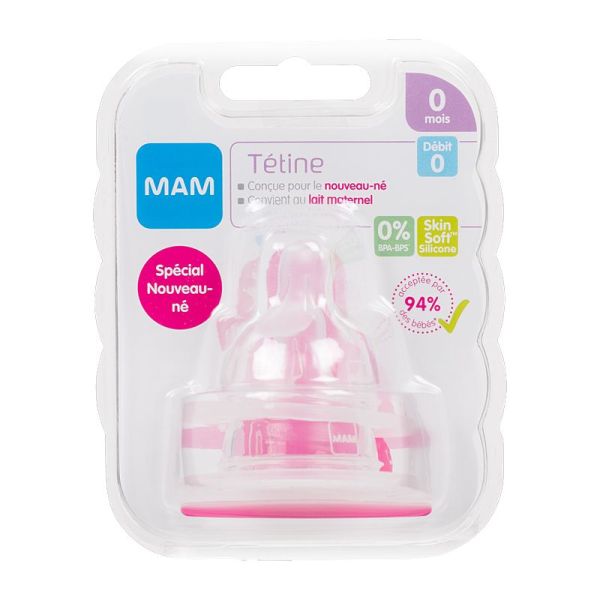MAM Tétines Silk Silicone Débit 0 Extra Lent (x 2)