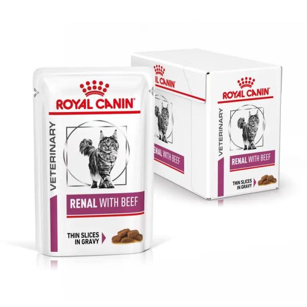 Renal with beef Aliment diététique complet pour chats adultes (12 x 85 g)