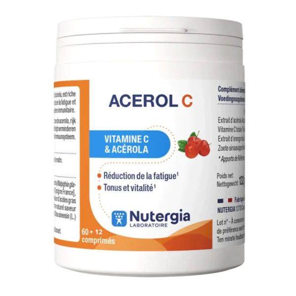 Nutergia Acerol-C Vitamine C & Acérola (60+12 comprimés)