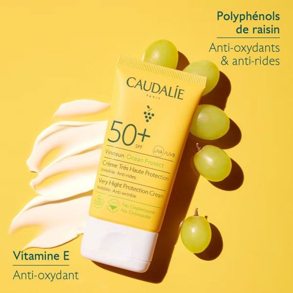 Vinosun Protect Creme Solaire très haute protection SPF50+ invisible, anti-rides (50 ml)