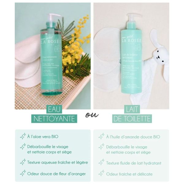 Mon Petit La Rosée Eau Nettoyante bébé & enfant sans rinçage à l'aloe vera bio (400 ml)