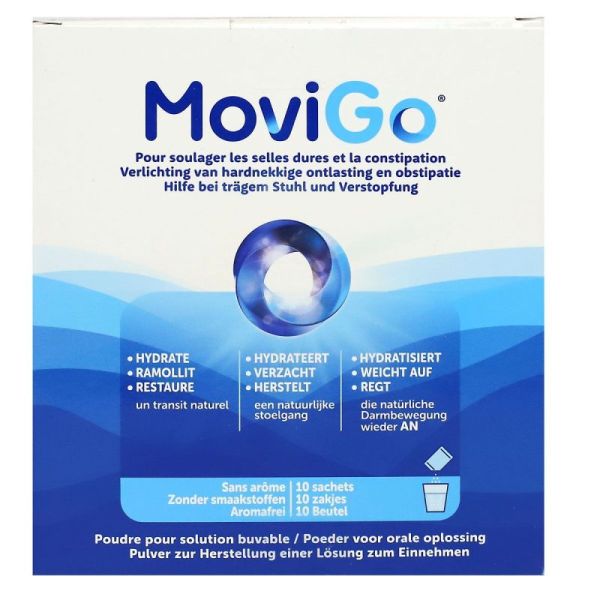 Movigo solution en poudre soulage les selles dures et la constipation (10 sachets)