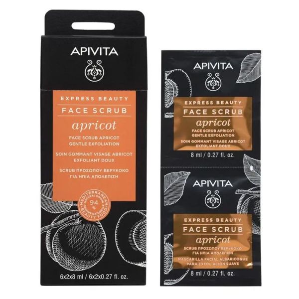 Apivita Express Beauty Soin Gommant Visage Exfoliant Doux à l'Abricot (2 x 8 ml)