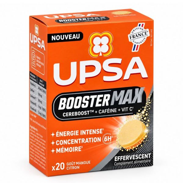 UPSA Booster Max énergie intense, concentration et mémoire (20 comprimés)