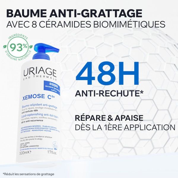 Xémose C8+ Baume relipidant anti-grattage nourrit, répare, soulage immédiatement (500 ml)