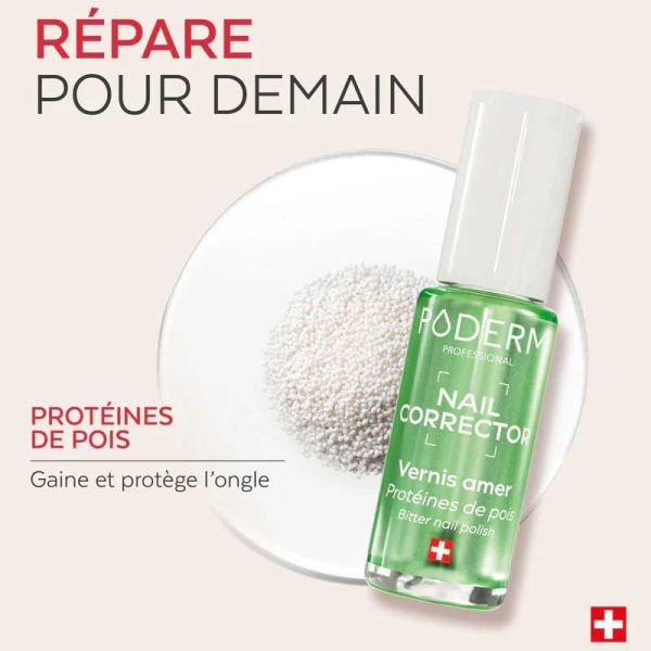 Poderm Professionnal Nail Corrector Vernis Amer aux protéines de pois, anti-rongement (8 ml)