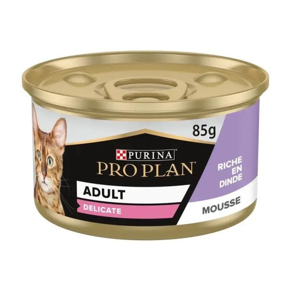 Pro Plan Adult Delicate mousse riche en dinde pour chats (24 x 85 g)