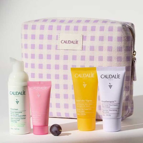 Caudalie Trousse Été 2025 (mousse nettoyante, crème hydratante, gel-douche, soin corps)