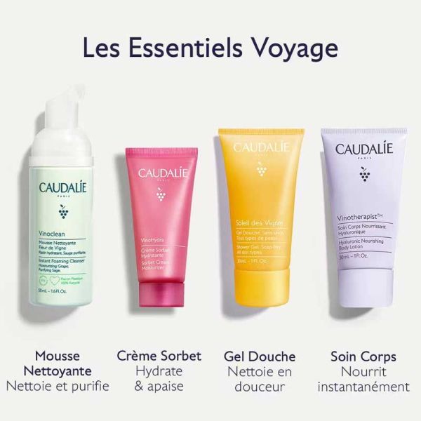 Caudalie Trousse Été 2025 (mousse nettoyante, crème hydratante, gel-douche, soin corps)