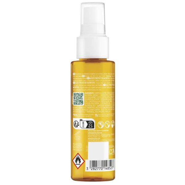 Klorane Solaire Huile cheveux protectrice & nourrissante au Tamanu bio et Monoï (100 ml)