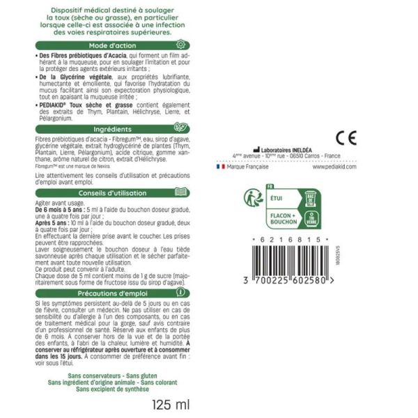 Pediakid Toux Sèche & Grasse Sirop 125Ml