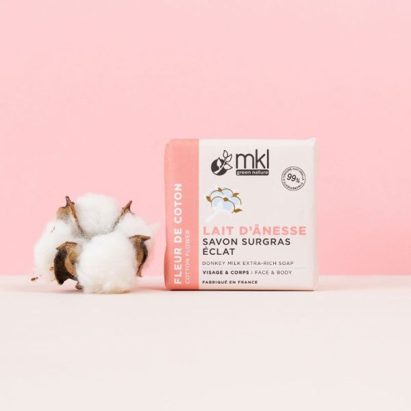 MKL Green Nature Savon Surgras au l'ait d'ânesse bio - Fleur de Coton (100 g)