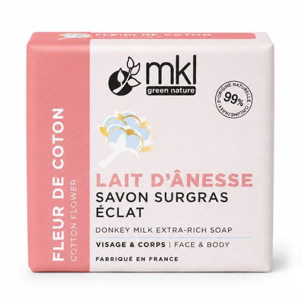 MKL Green Nature Savon Surgras au l'ait d'ânesse bio - Fleur de Coton (100 g)