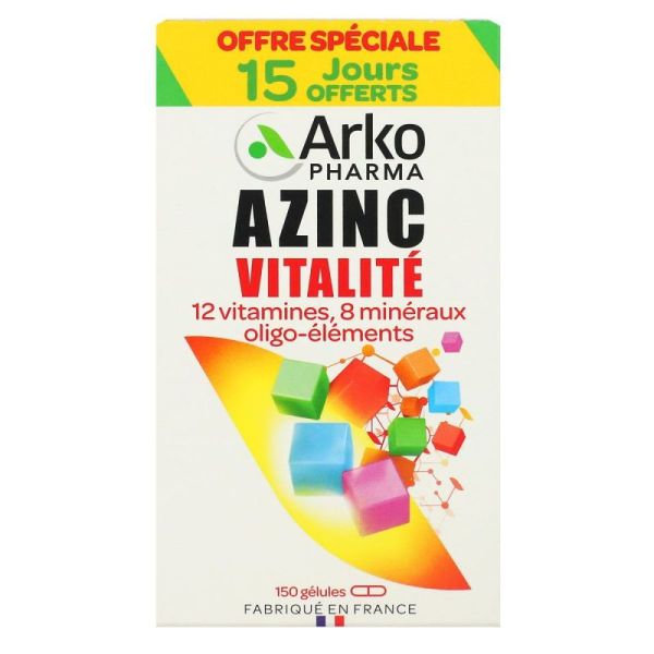 Azinc Vitalité  XL 12 Vitamines 8 Minéraux Adultes (150 gélules)