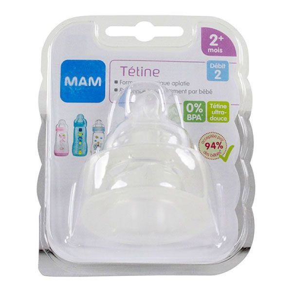 Mam Tétine Biberon Silicone 2Mois+ Debit 2 Moyen x2