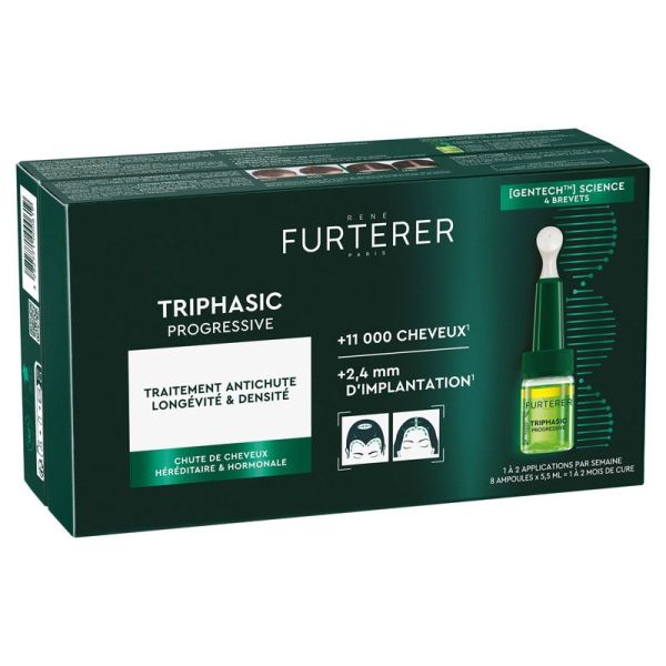 Traitement Triphasic Antichute Longévité & Densité redensifie la chevelure, freine la chute (8 x 5,5 ml)