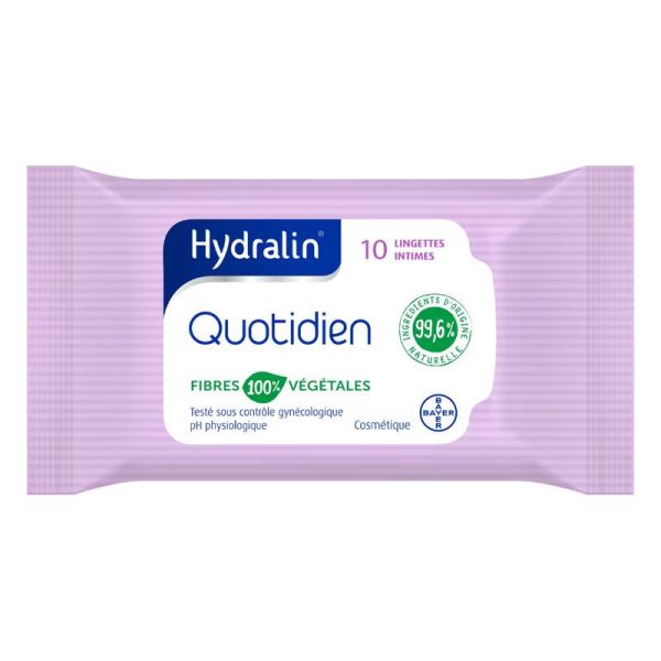 Hydralin Quotidien Lingettes Intimes fibres végétales (x10)